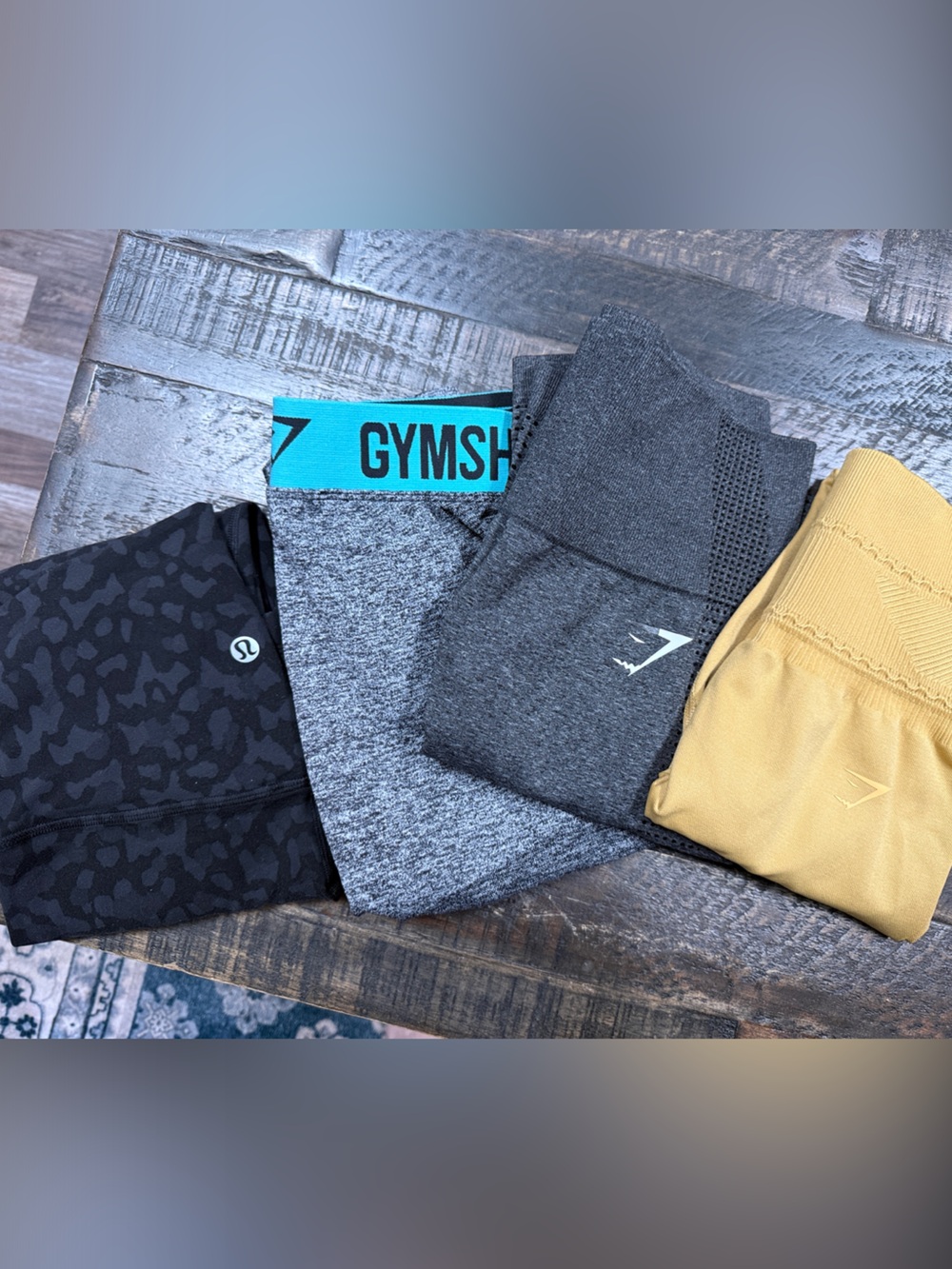 Gymshark & Lulumon Legging Bundle in Black, Gray, Teal and Mustard